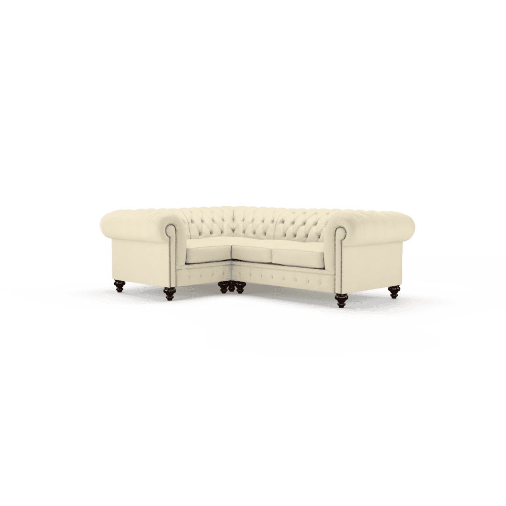 Sofa by Saxon - Regent Sofa Corner Unit 1X2 - Hand-Burnished Leather - Birch Ivory - EB London