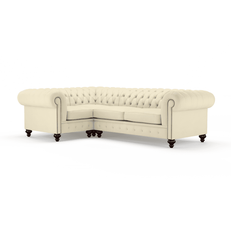 Sofa by Saxon - Regent Sofa Corner Unit 1X3 - Hand-Burnished Leather - Birch Ivory - EB London