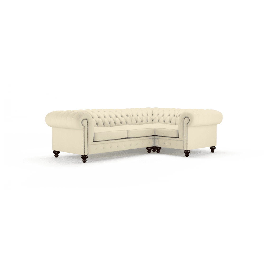 Sofa by Saxon - Regent Sofa Corner Unit 3X1 - Hand-Burnished Leather - Birch Ivory - EB London