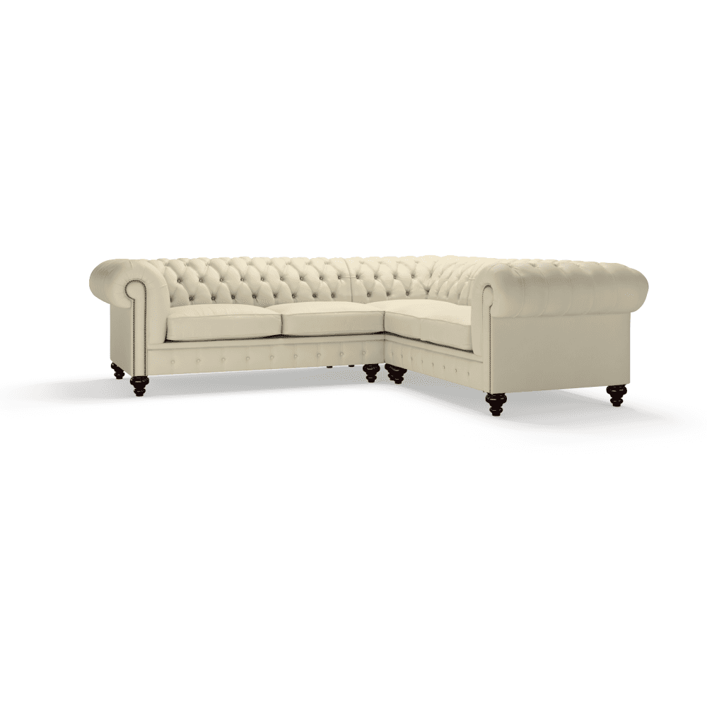 Sofa by Saxon - Regent Sofa Corner Unit 3X2 - Hand-Burnished Leather - Birch Ivory - EB London