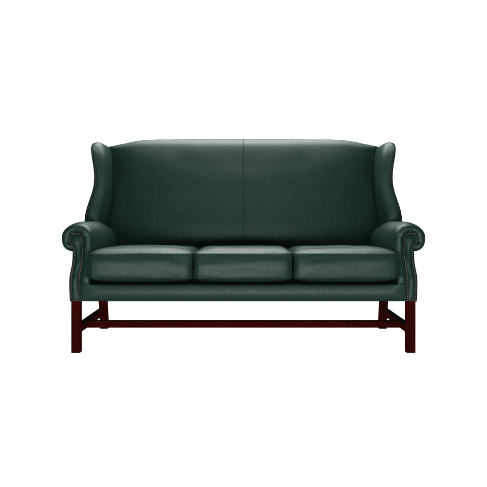 Sofa by Saxon - Richmond 3 Seater Sofa - Hand-Burnished Leather - Birch Forest Green - EB London