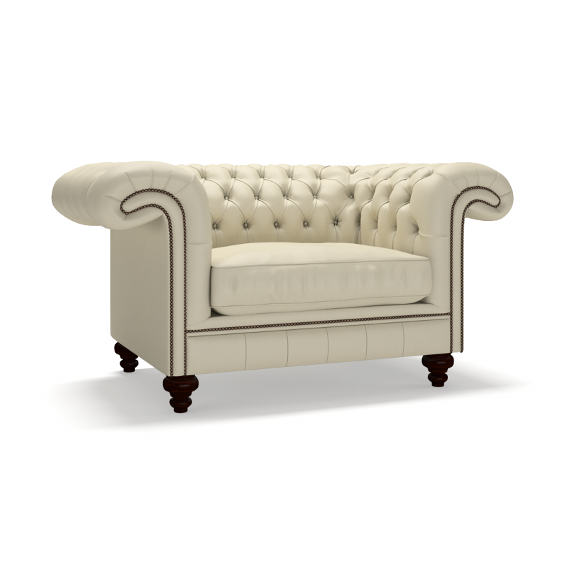 Sofa by Saxon - Heritage Chesterfield Rochester 1.5 Seater Sofa - Handcrafted Leather – Birch Ivory - EB London