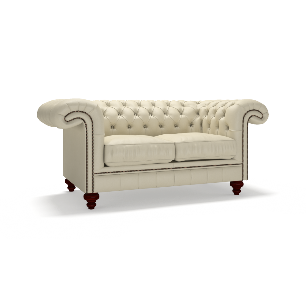 Sofa by Saxon - Heritage Chesterfield Rochester 2 Seater Sofa - Handcrafted Leather – Birch Ivory - EB London