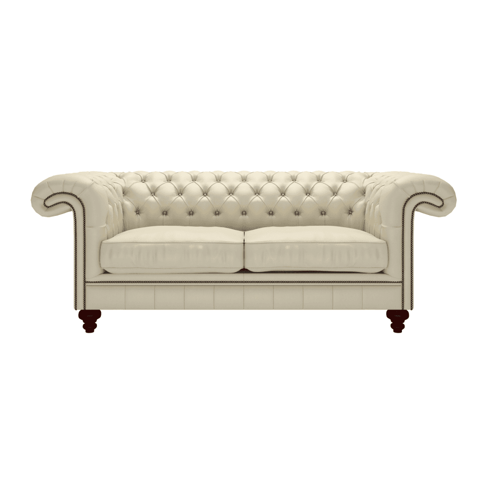 Sofa by Saxon - Heritage Chesterfield Rochester 3 Seater Sofa - Handcrafted Leather – Birch Ivory - EB London
