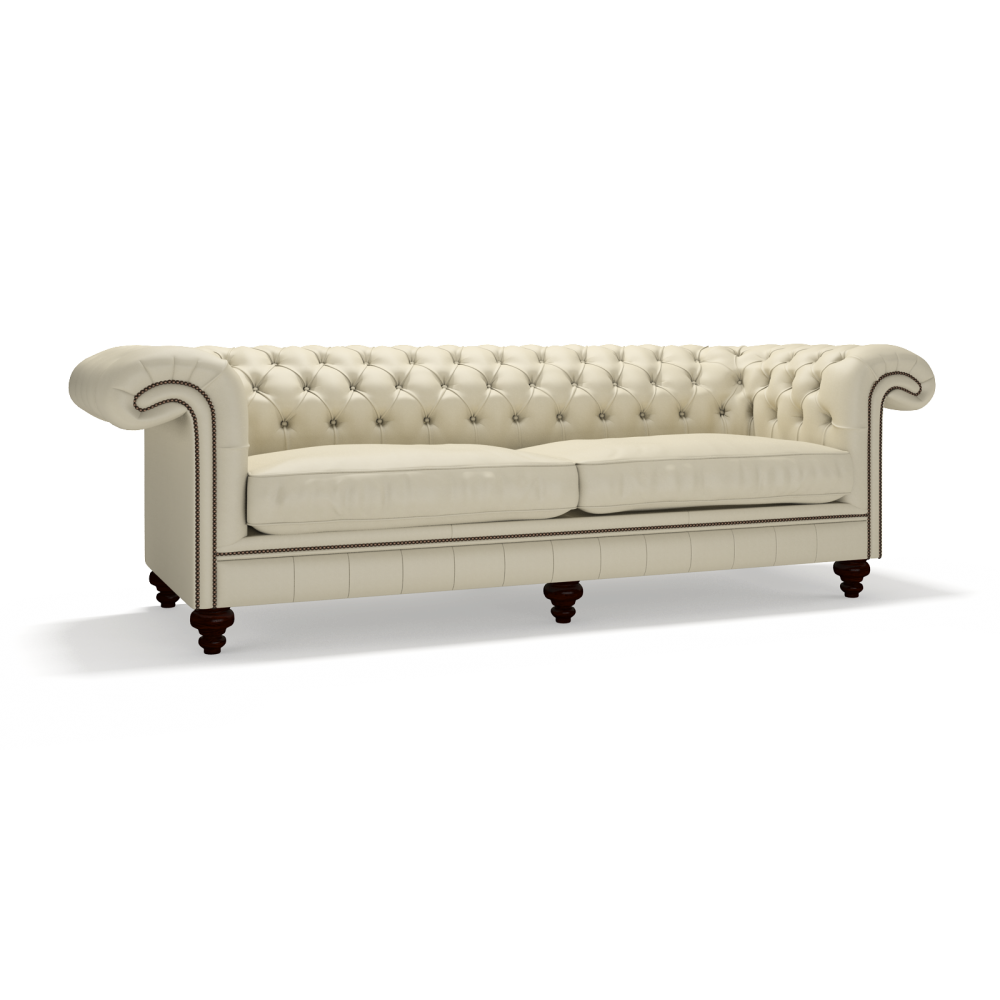 Sofa by Saxon - Heritage Chesterfield Rochester 4 Seater Sofa - Handcrafted Leather – Birch Ivory - EB London