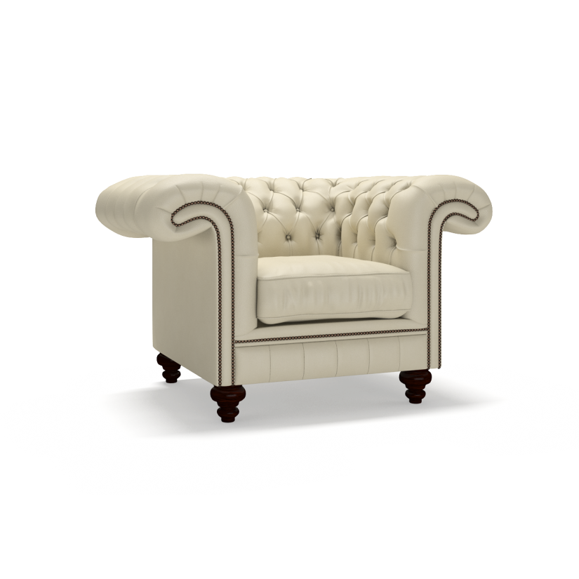 Sofa by Saxon - Heritage Chesterfield Rochester Chair - Handcrafted Leather – Birch Ivory - EB London