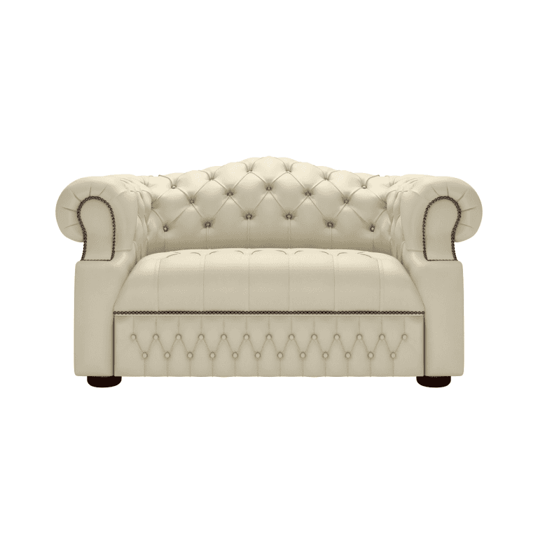 Sofa by Saxon - Sandringham 1.5 Seater Sofa - Hand-Burnished Leather - Birch Ivory - EB London