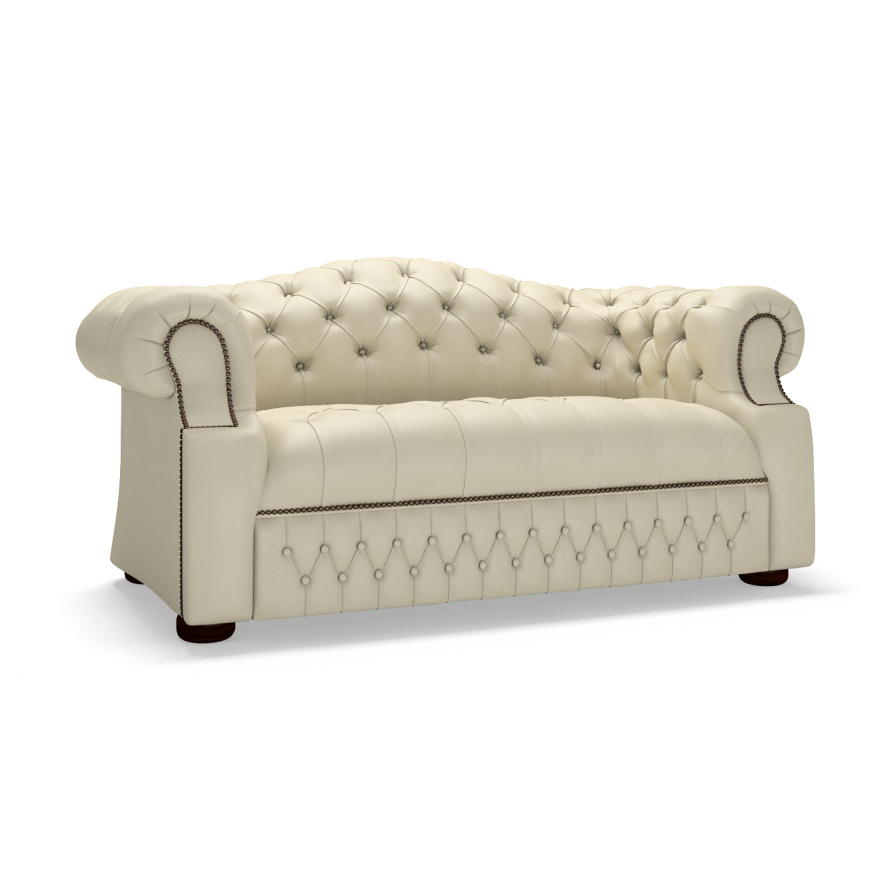 Sofa by Saxon - Sandringham 2 Seater Sofa - Hand-Burnished Leather - Birch Ivory - EB London
