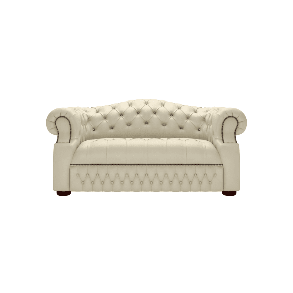 Sofa by Saxon - Sandringham 2 Seater Sofa - Hand-Burnished Leather - Birch Ivory - EB London