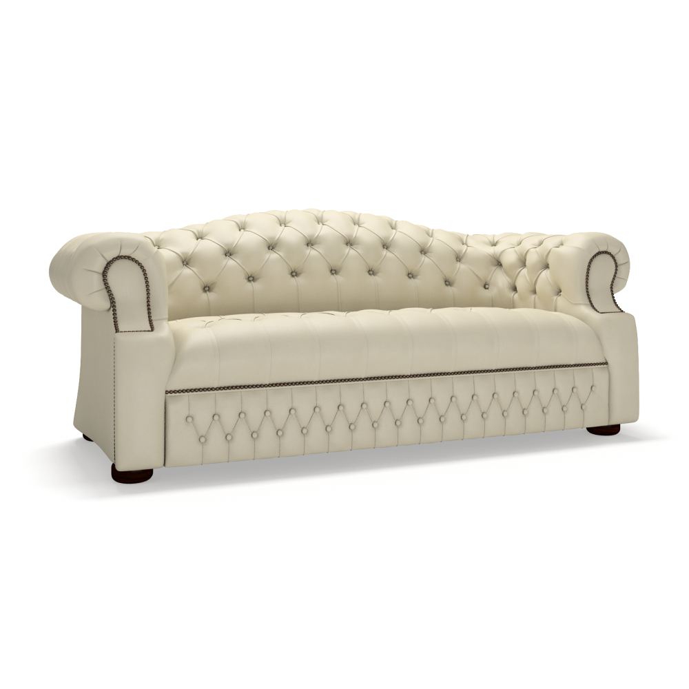 Sofa by Saxon - Sandringham 3 Seater Sofa - Hand-Burnished Leather - Birch Ivory - EB London