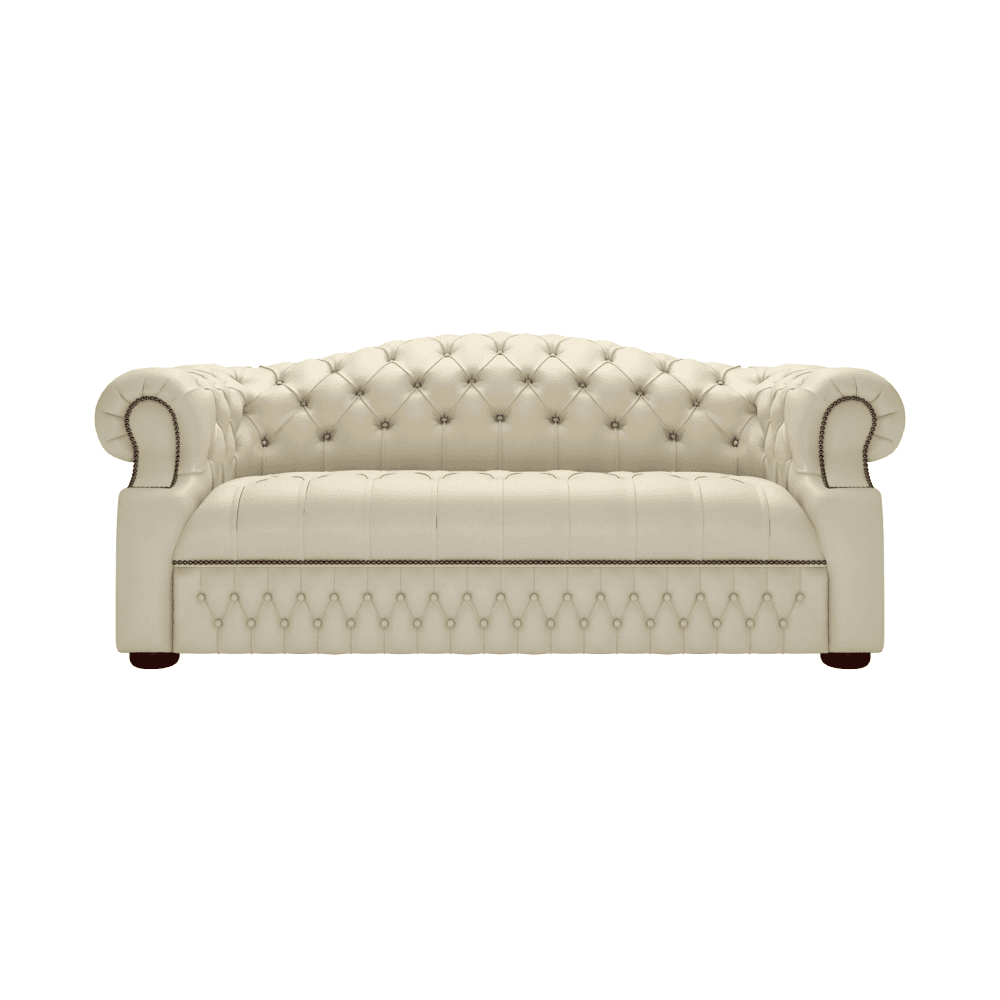 Sofa by Saxon - Sandringham 3 Seater Sofa - Hand-Burnished Leather - Birch Ivory - EB London