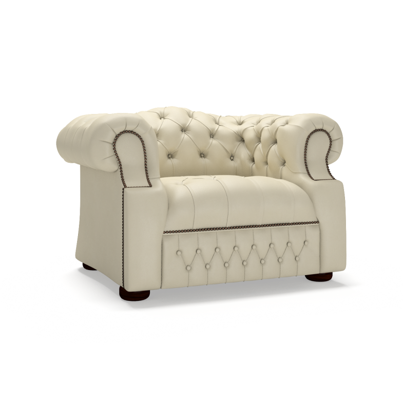 Sofa by Saxon - Sandringham Chair - Hand-Burnished Leather - Birch Ivory - EB London