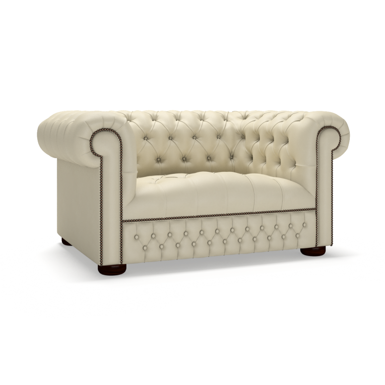 Sofa by Saxon - Heritage Stanhope 1.5 Seater Sofa - Handcrafted Leather – Birch Ivory - EB London