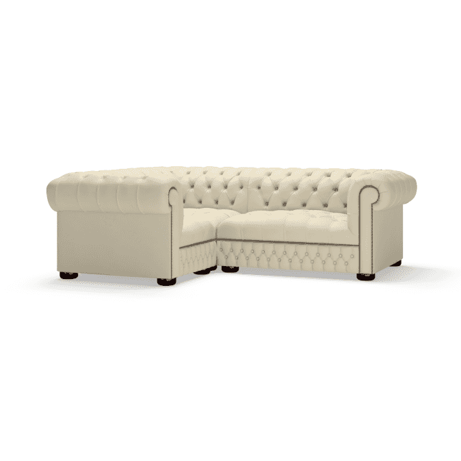 Sofa by Saxon - Heritage Stanhope Corner Unit 1×2 - Handcrafted Leather – Birch Ivory - EB London