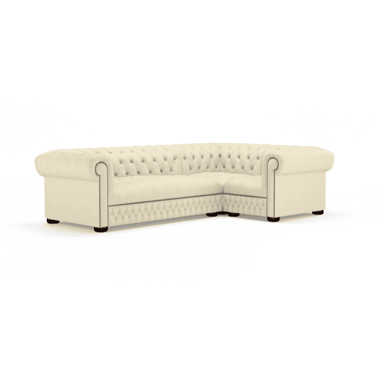 Sofa by Saxon - Stanhope Corner Unit 3X1 - Hand-Burnished Leather - Birch Ivory - EB London