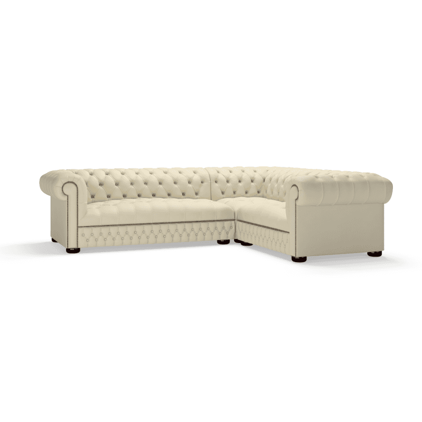 Sofa by Saxon - Stanhope Corner Unit 3X2 - Hand-Burnished Leather - Birch Ivory - EB London