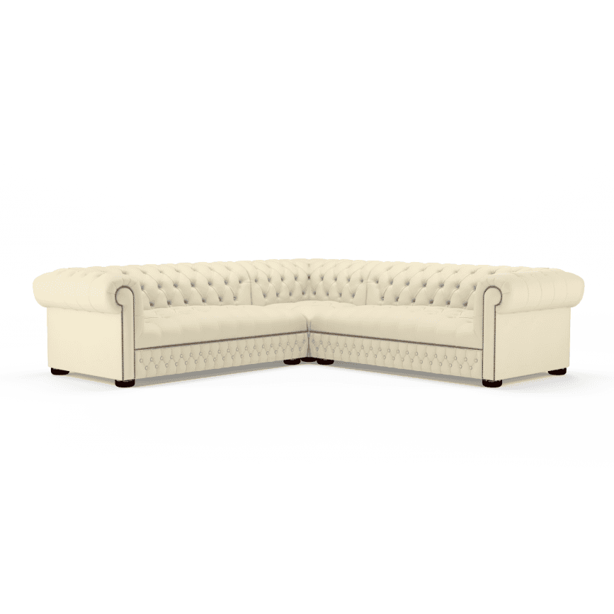 Sofa by Saxon - Stanhope Corner Unit 3X3 - Hand-Burnished Leather - Birch Ivory - EB London