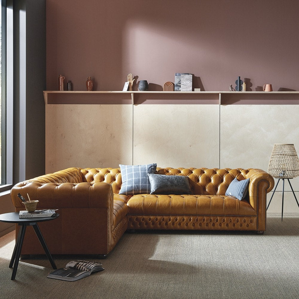 Sofa by Saxon - Stanhope Corner Unit 3X3 - Hand-Burnished Leather - EB London