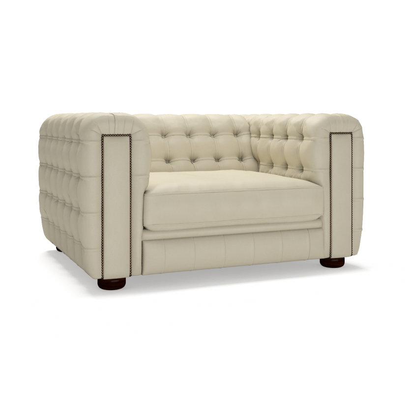 Sofa by Saxon - Westminster 1.5 Seater Sofa - Hand-Burnished Leather - Birch Ivory - EB London
