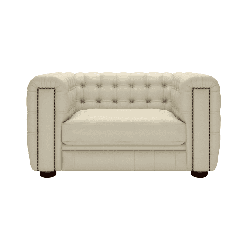 Sofa by Saxon - Westminster 1.5 Seater Sofa - Hand-Burnished Leather - Birch Ivory - EB London