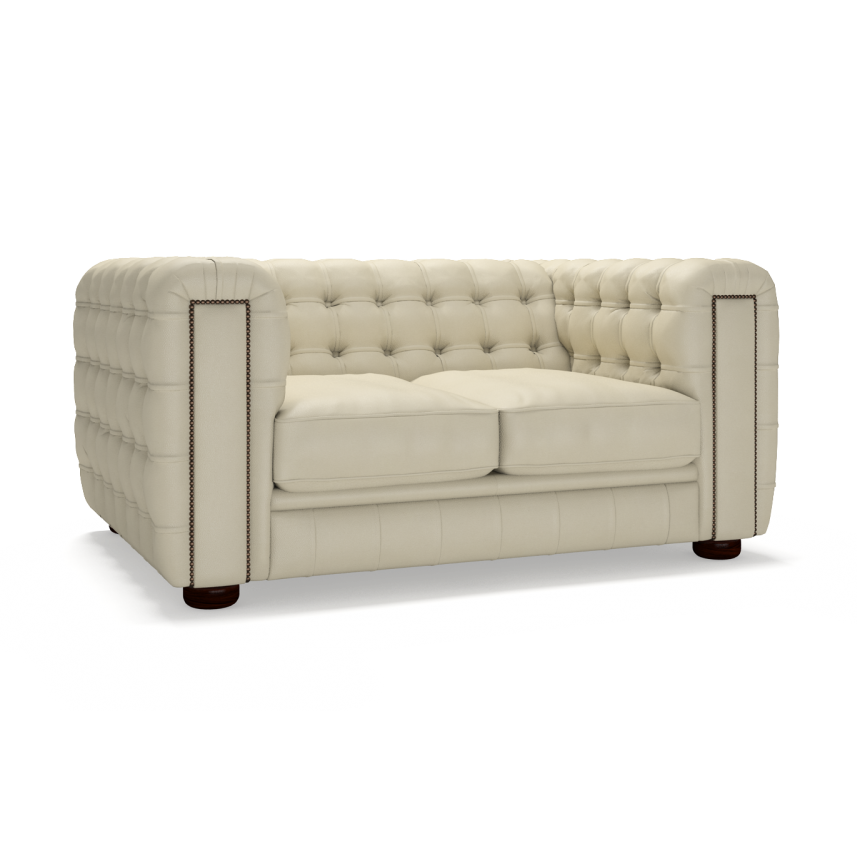 Sofa by Saxon - Westminster 2 Seater Sofa - Hand-Burnished Leather - Birch Ivory - EB London