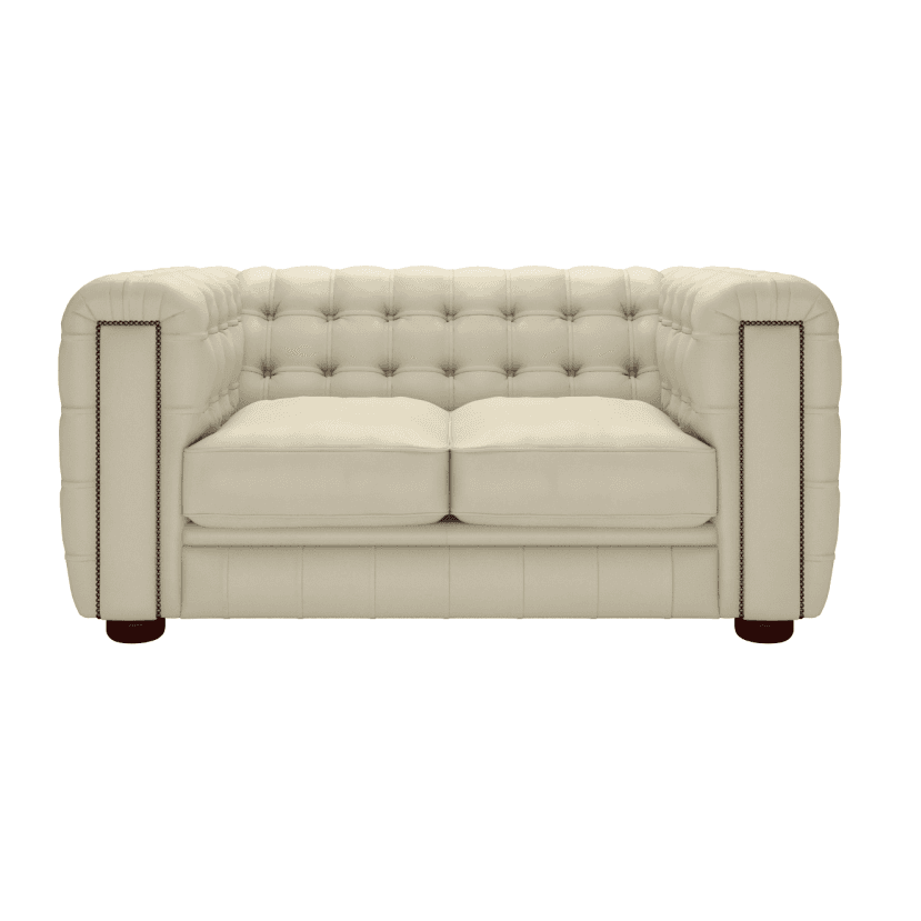 Sofa by Saxon - Westminster 2 Seater Sofa - Hand-Burnished Leather - Birch Ivory - EB London