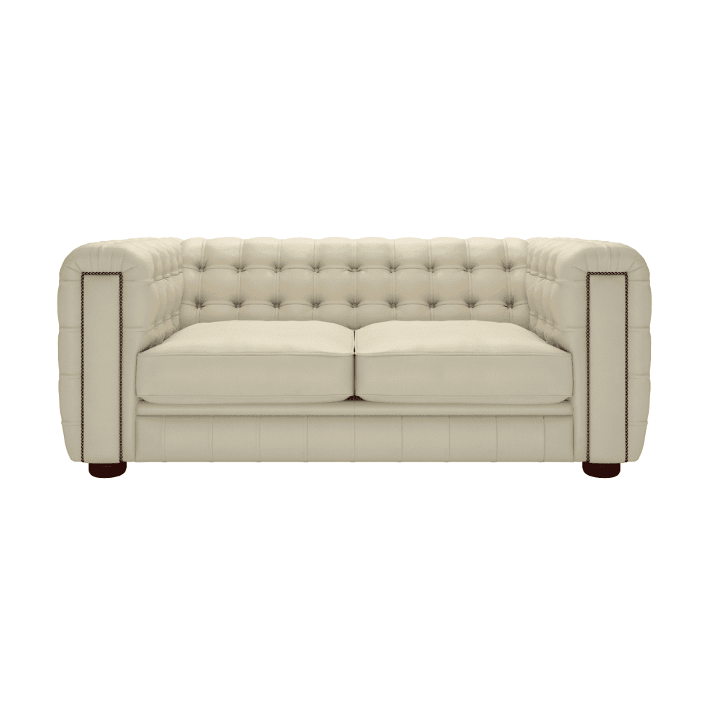 Sofa by Saxon - Westminster 3 Seater Sofa - Hand-Burnished Leather - Birch Ivory - EB London