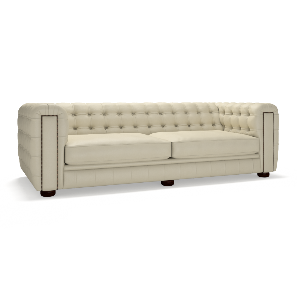 Sofa by Saxon - Westminster 4 Seater Sofa - Hand-Burnished Leather - Birch Ivory - EB London