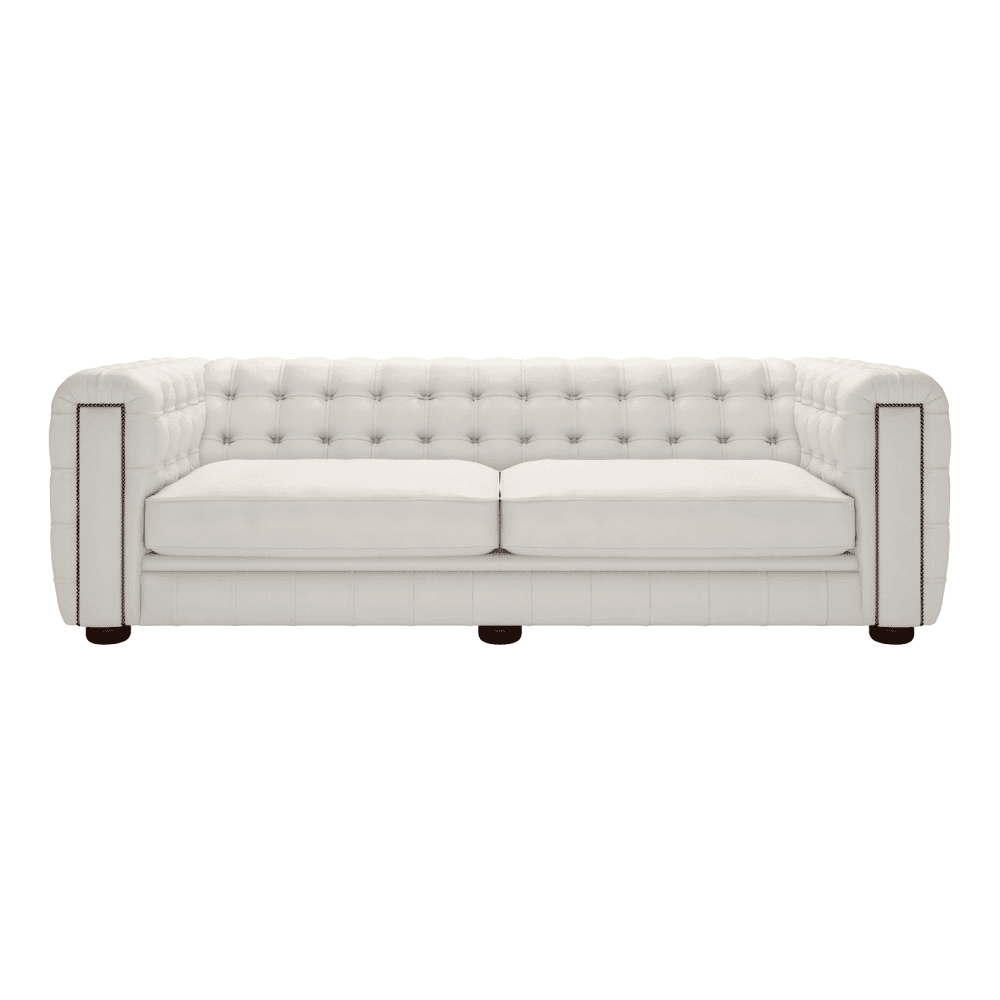 Sofa by Saxon - Westminster 4 Seater Sofa - Hand-Burnished Leather - Birch White - EB London