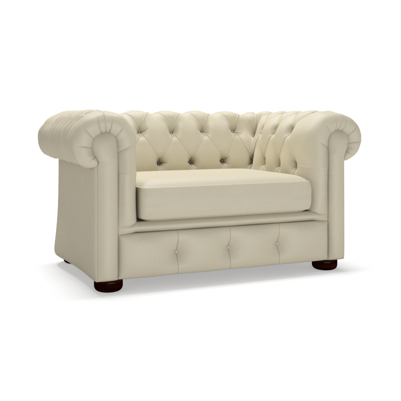 Sofa by Saxon - Winchester 1.5 Seater Sofa - Hand-Burnished Leather - Birch Ivory - EB London