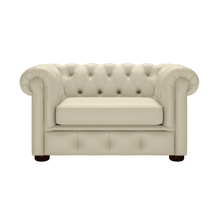Sofa by Saxon - Winchester 1.5 Seater Sofa - Hand-Burnished Leather - Birch Ivory - EB London