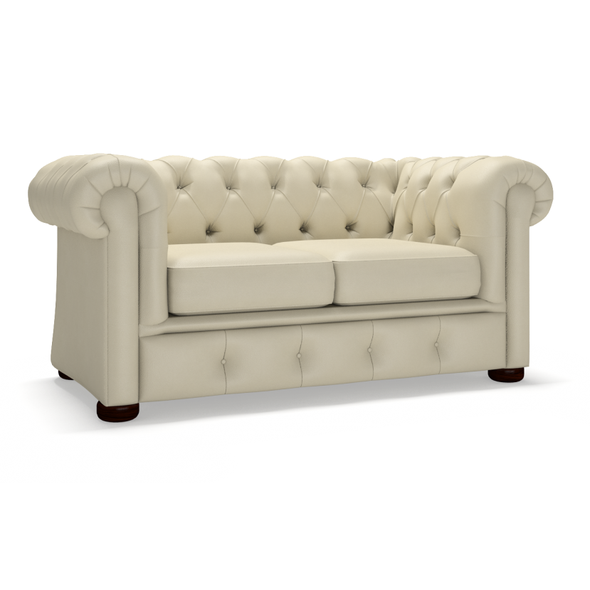 Sofa by Saxon - Winchester 2 Seater Sofa Bed - Hand-Burnished Leather - Birch Ivory - EB London