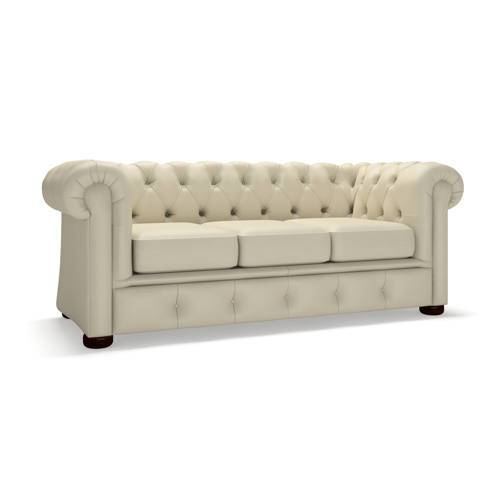 Sofa by Saxon - Winchester 3 Seater Sofa - Hand-Burnished Leather - Birch Ivory - EB London