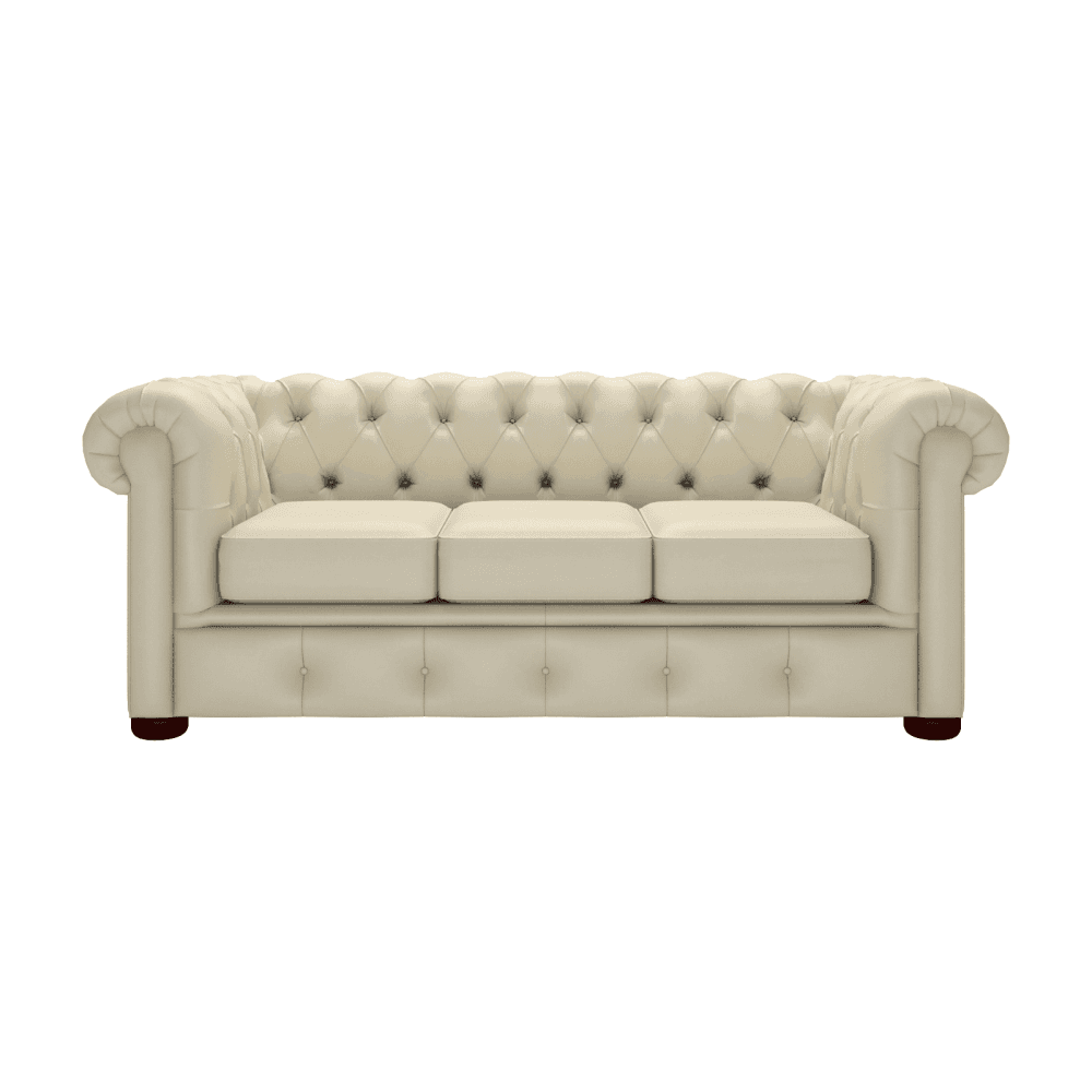 Sofa by Saxon - Winchester 3 Seater Sofa Bed - Hand-Burnished Leather - Birch Ivory - EB London