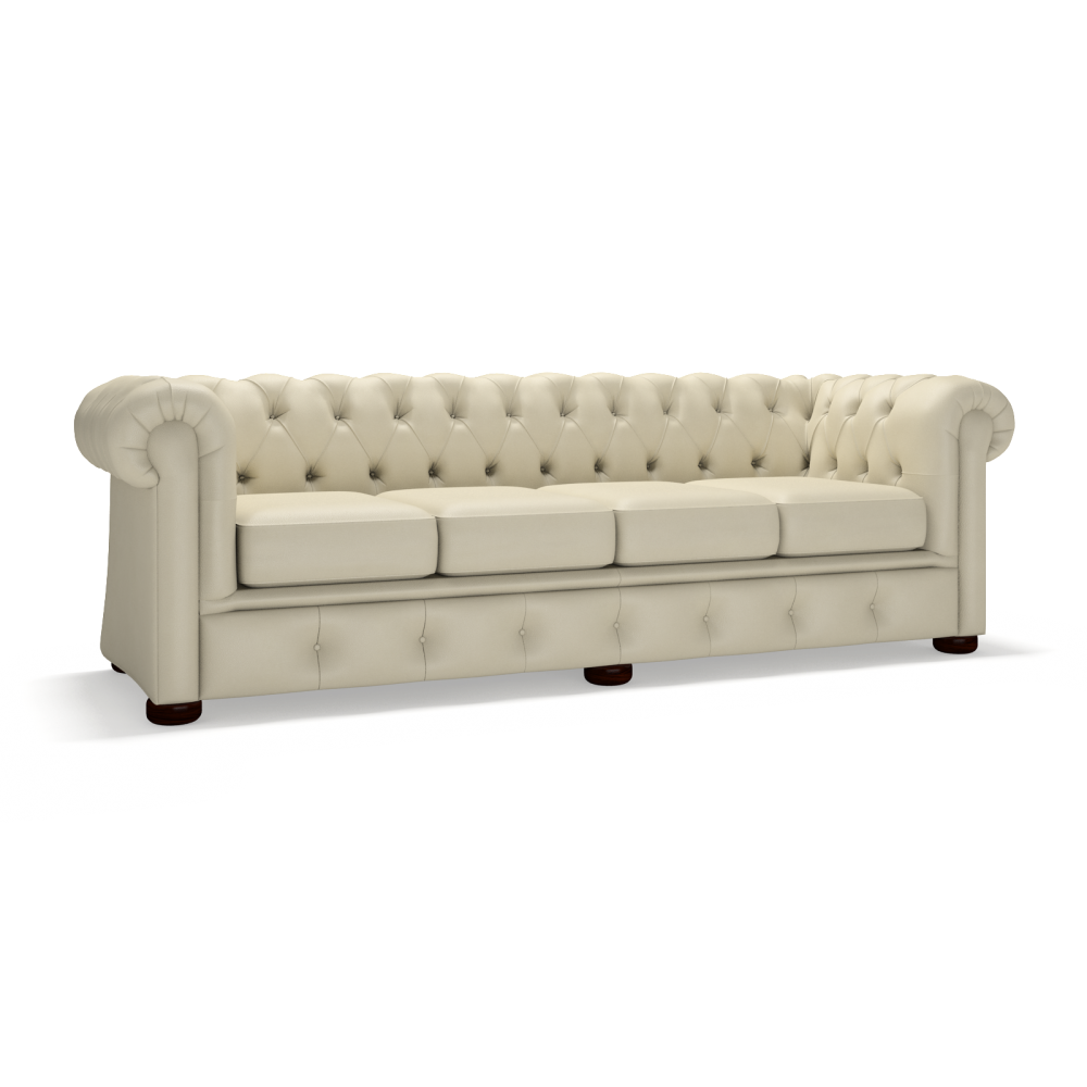 Sofa by Saxon - Winchester 4 Seater Sofa - Hand-Burnished Leather - Birch Ivory - EB London