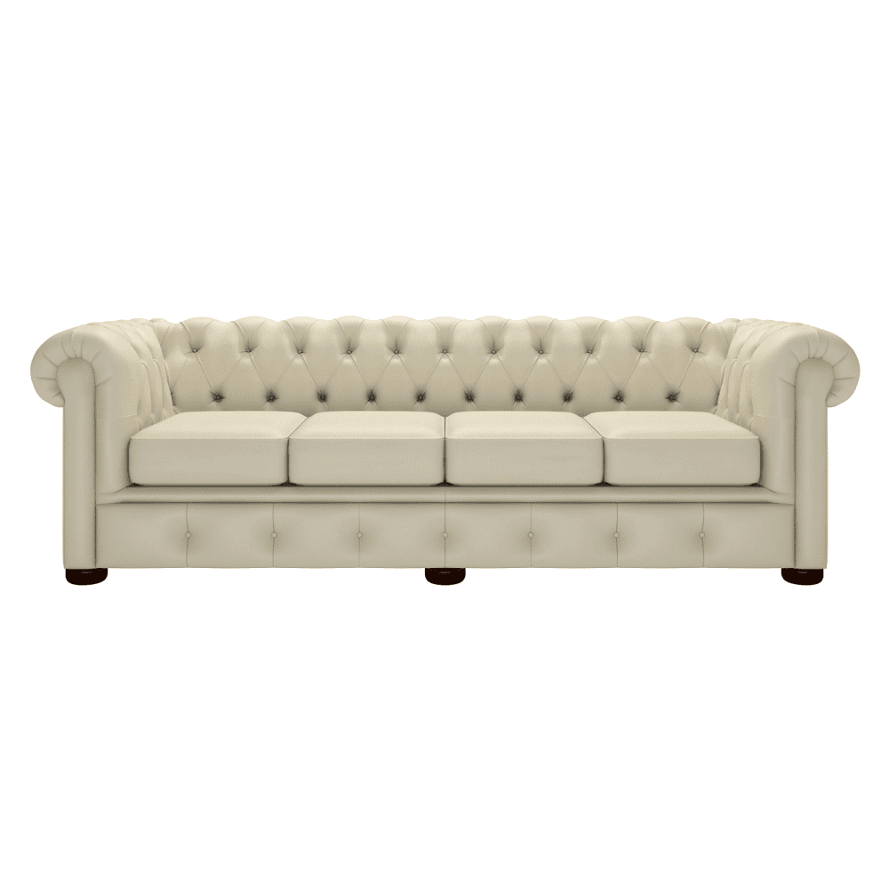 Sofa by Saxon - Winchester 4 Seater Sofa - Hand-Burnished Leather - Birch Ivory - EB London