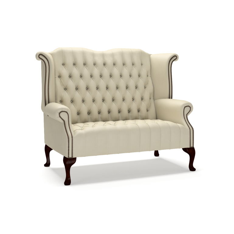 Sofa by Saxon - Woburn 2 Seater Sofa - Hand-Burnished Leather - Birch Ivory - EB London