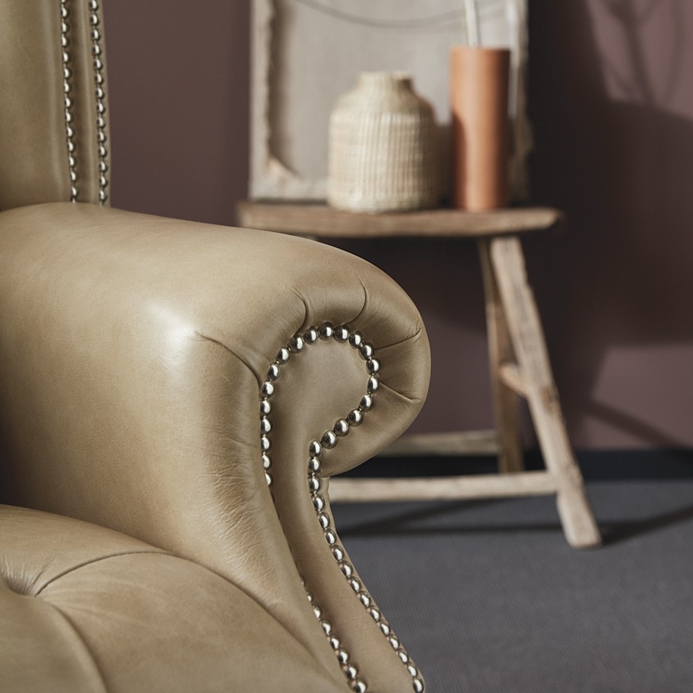 Sofa by Saxon - Woburn 2 Seater Sofa - Hand-Burnished Leather - Birch Ivory - EB London