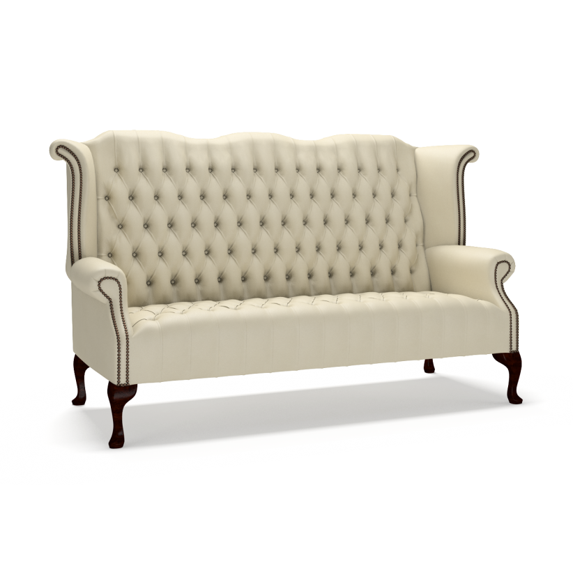 Sofa by Saxon - Woburn 3 Seater Sofa - Hand-Burnished Leather - Birch Ivory - EB London