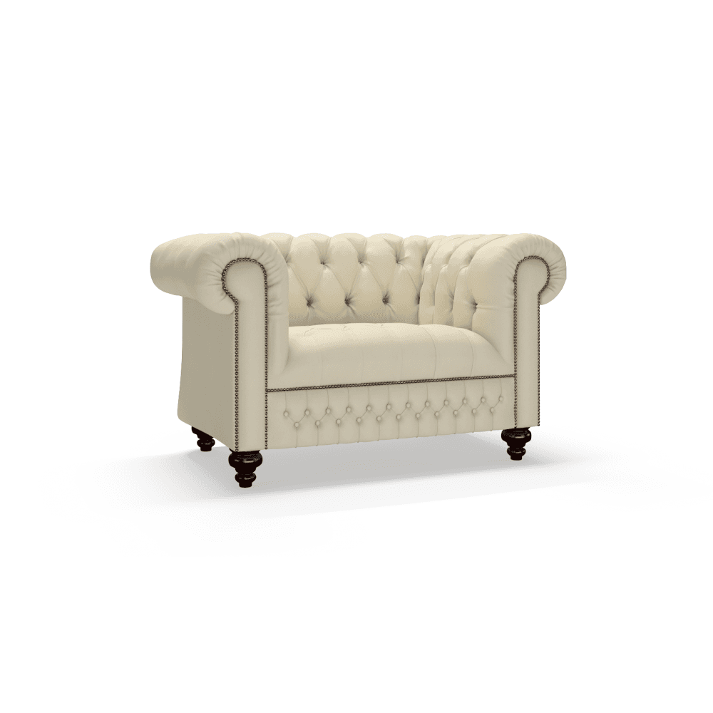 Sofa by Saxon - Clarendon 1.5 Seater Sofa - Hand-Burnished Leather - Birch Ivory - EB London