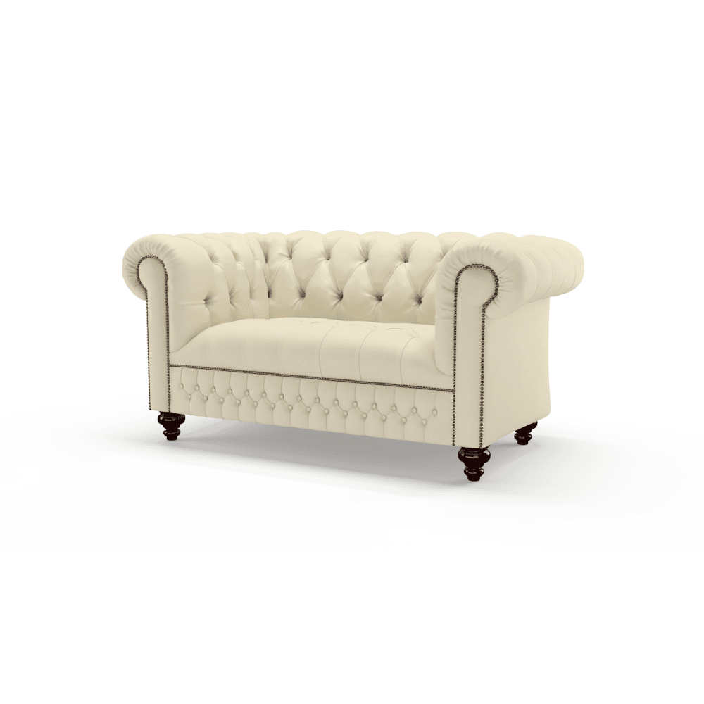 Sofa by Saxon - Clarendon 2 Seater Sofa - Hand-Burnished Leather - Birch Ivory - EB London