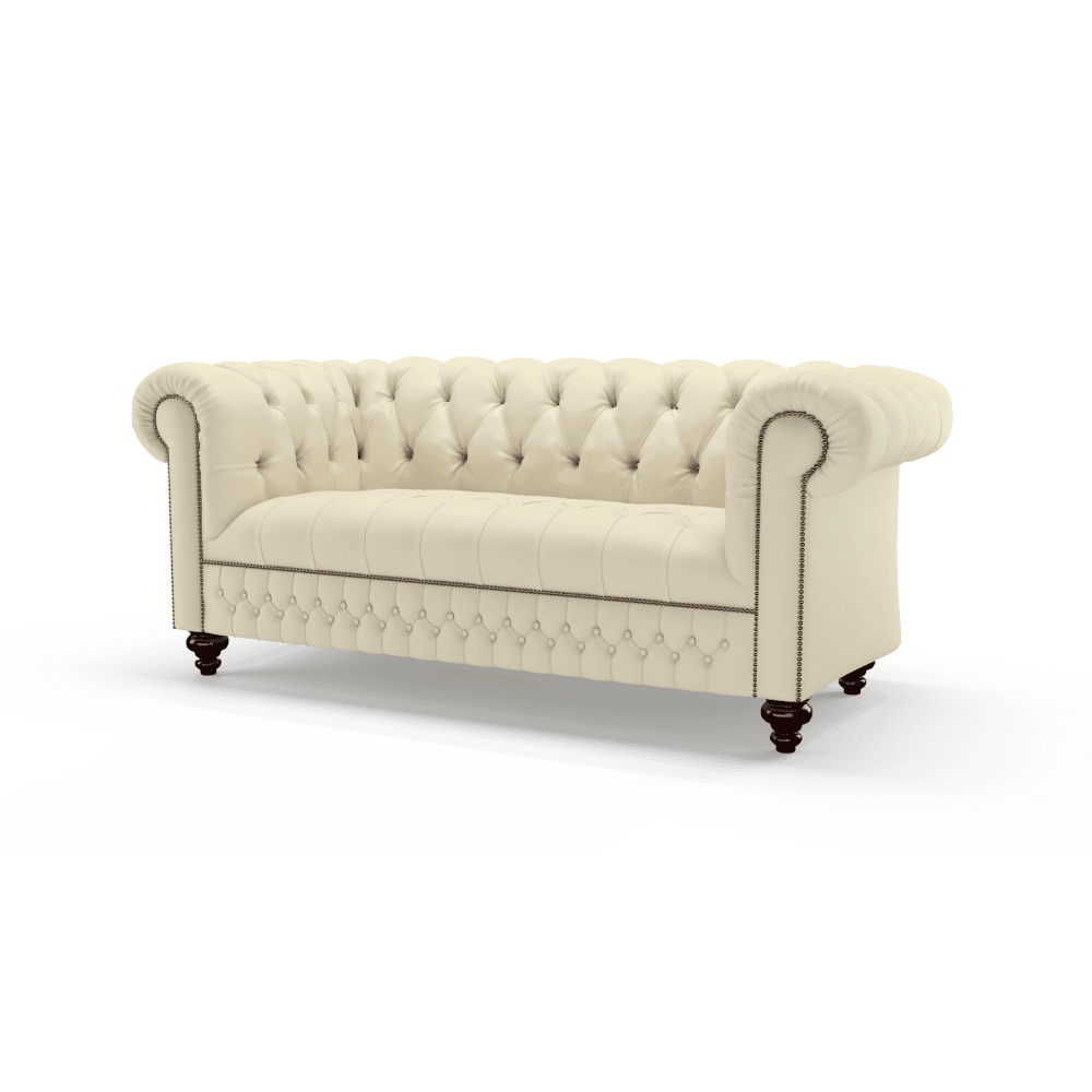 Sofa by Saxon - Clarendon 3 Seater Sofa - Hand-Burnished Leather - Birch Ivory - EB London