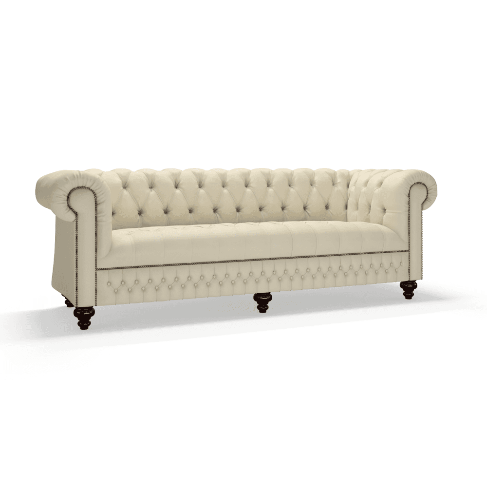 Sofa by Saxon - Clarendon 4 Seater Sofa - Hand-Burnished Leather - Birch Ivory - EB London