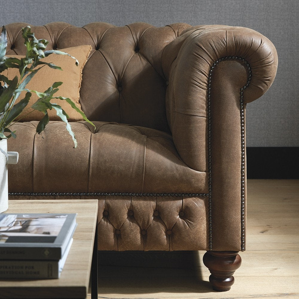 Sofa by Saxon - Clarendon 4 Seater Sofa - Hand-Burnished Leather - EB London