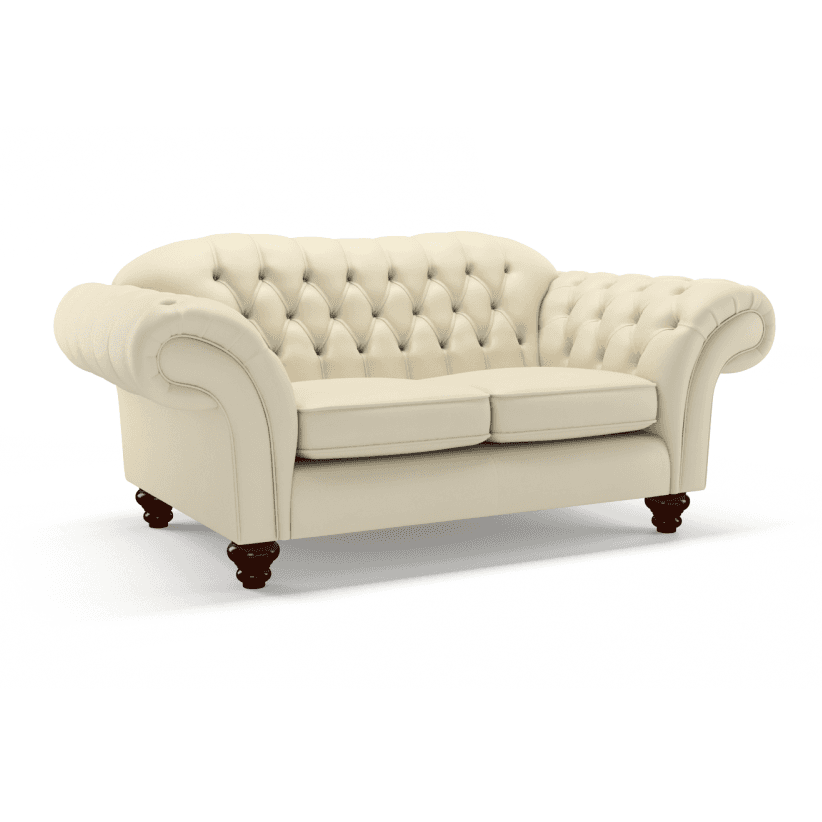 Sofa by Saxon - Claridge 2 Seater Sofa - Hand-Burnished Leather - Birch Ivory - EB London