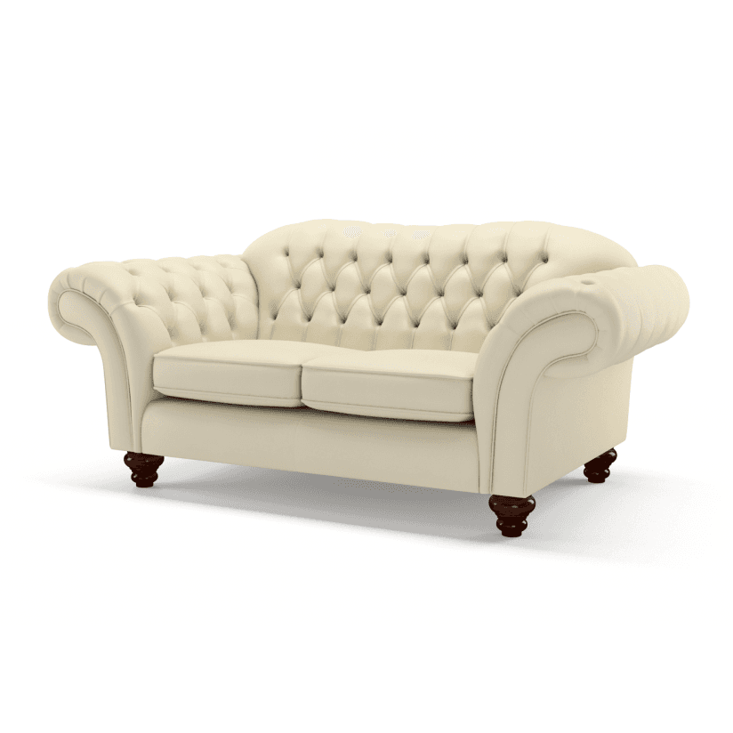 Sofa by Saxon - Claridge 2 Seater Sofa - Hand-Burnished Leather - Birch Ivory - EB London