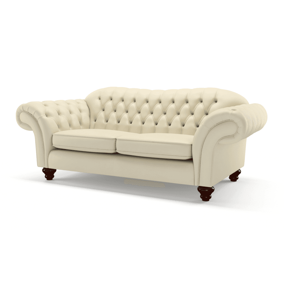 Sofa by Saxon - Claridge 3 Seater Sofa - Hand-Burnished Leather - Birch Ivory - EB London