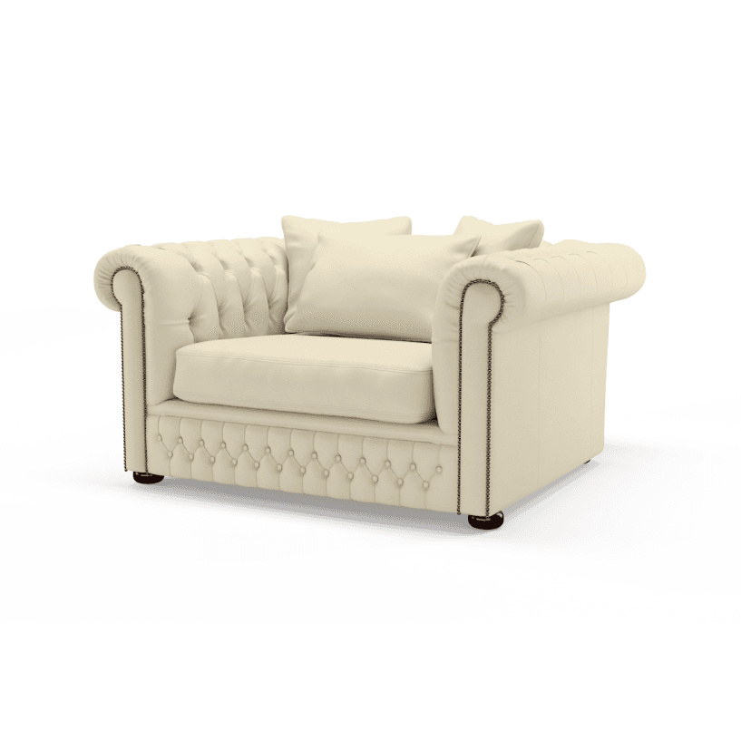 Sofa by Saxon - Hampstead 1.5 Seater Sofa - Hand-Burnished Leather - Birch Ivory - EB London