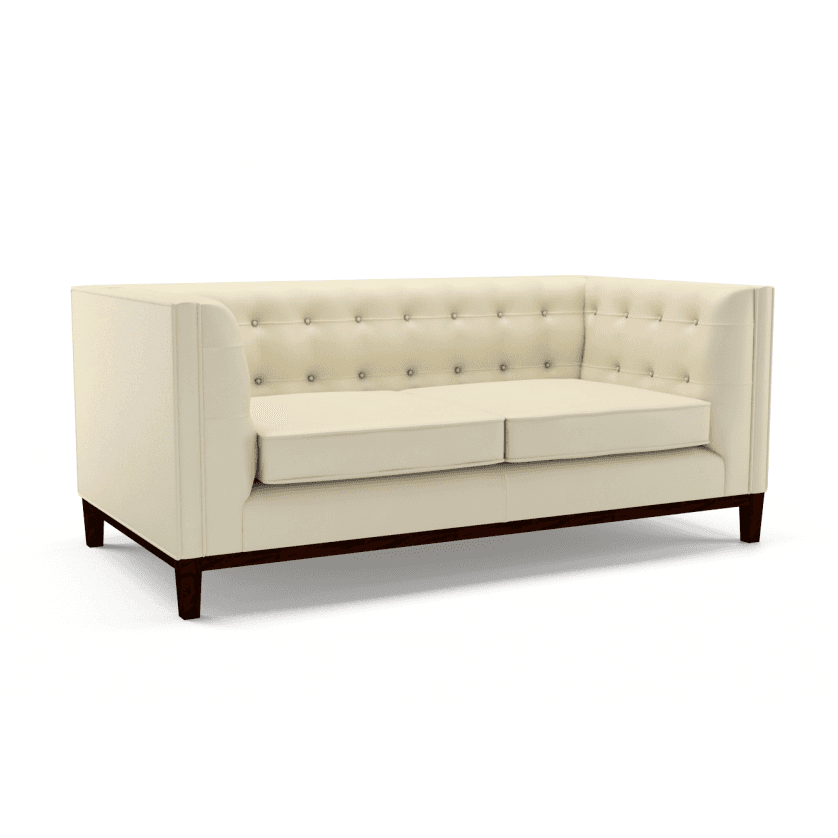 Sofa by Saxon - Heritage Langham 2-Seater Sofa - Handcrafted Leather – Birch Ivory - EB London