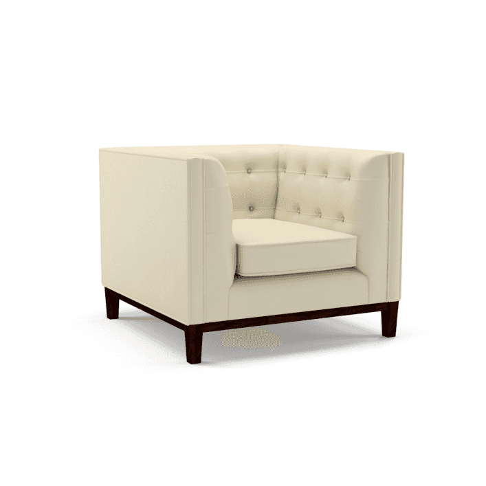 Sofa by Saxon - Heritage Langham Chair - Handcrafted Leather – Birch Ivory - EB London